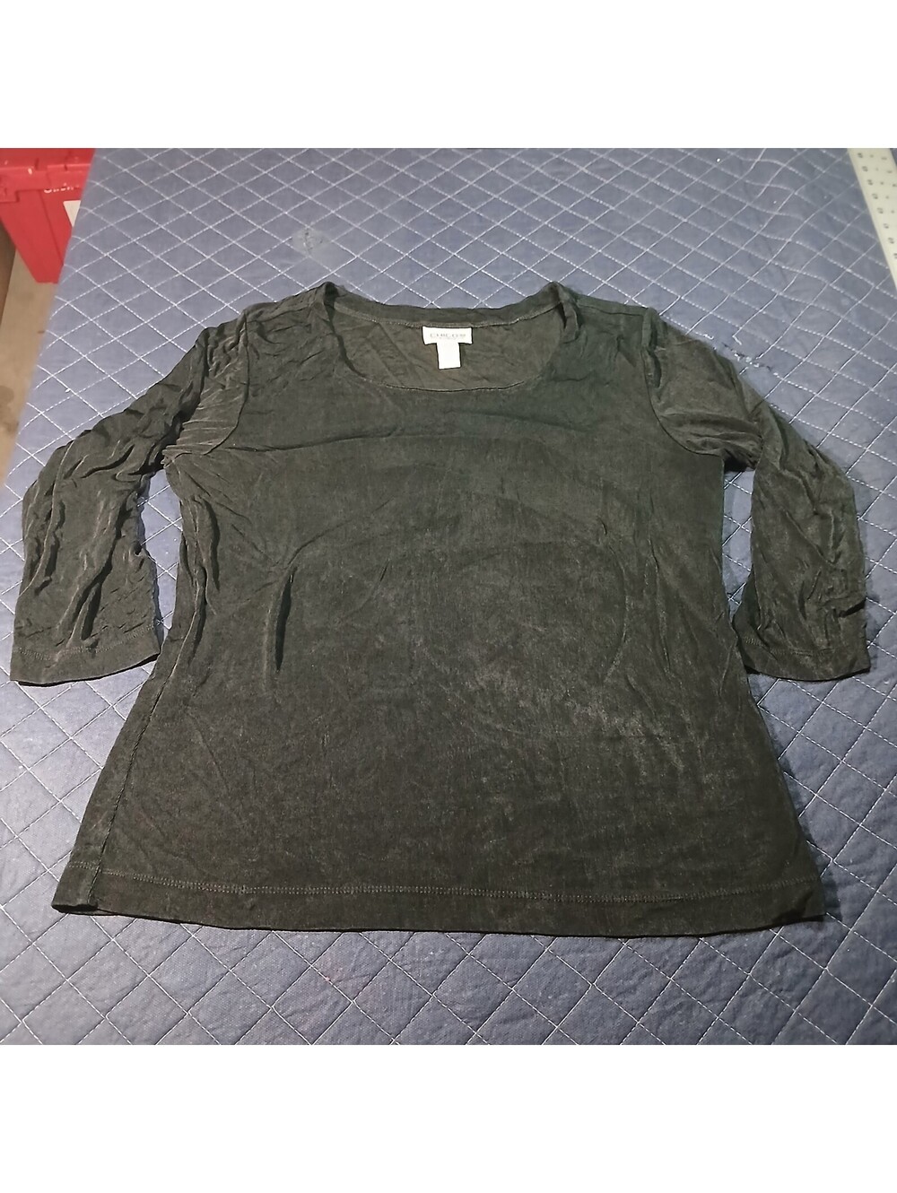 Chico's dark green 3/4 sleeve top women's size 0 rayon spandex